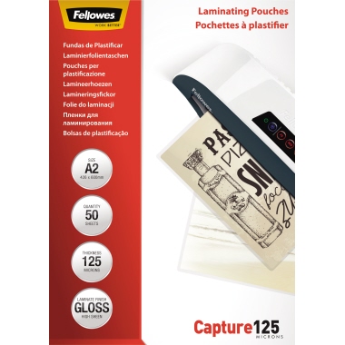Fellowes® Laminierfolie Capture 125 428 x 594 mm (B x H) DIN A2 125µm glänzend 50 St./Pack.