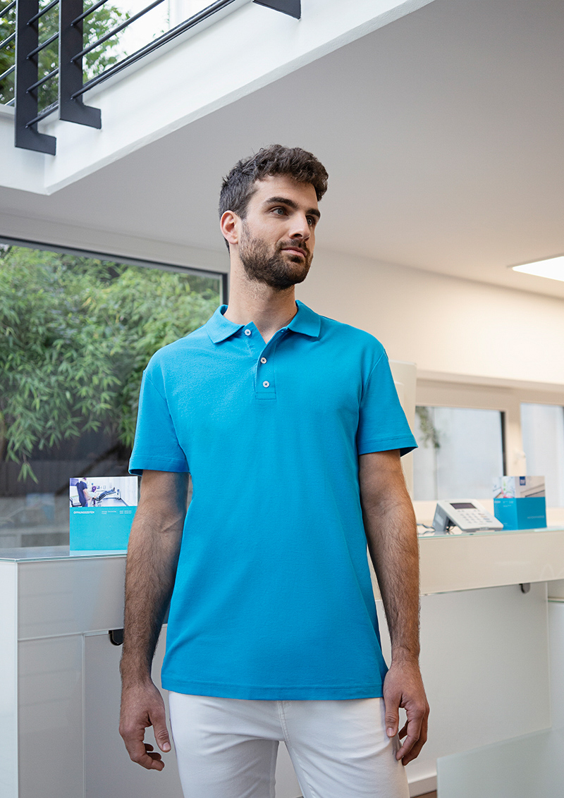 Herren Workwear Poloshirt Modern-Flair, aus nachhaltigem Material , GR. S , Farbe: pazifikblau , von Karlowsky