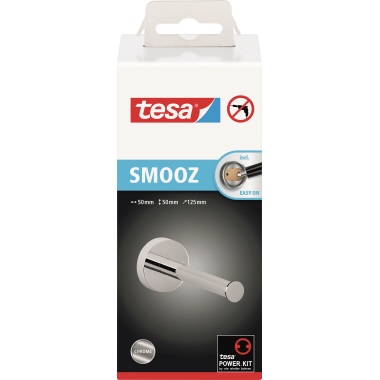 tesa® WC-Rollenhalter SMOOZ 5 x 12,5 cm (Ø x H) 1 Rolle inkl. Klebelösung Metall chrom
