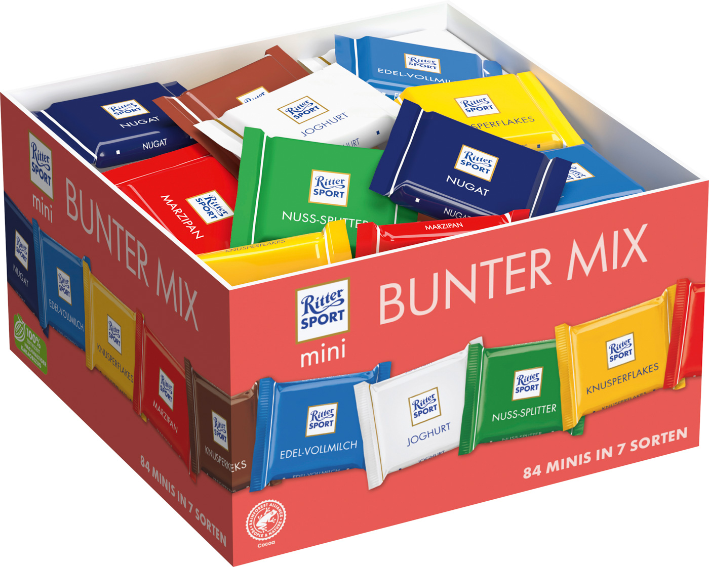 Ritter Sport Mini Bunter Mix 1,55KG Inhalt: 84 Stück à 16,6 g.