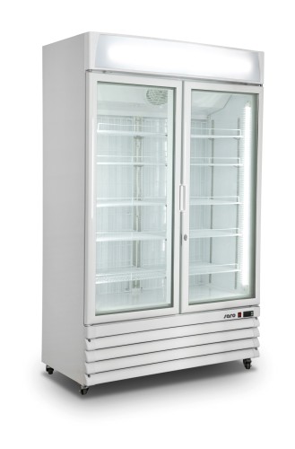 SARO Kühlschrank mit 2 Glastüren - weiß, Modell G 885 - Material: (Gehäuse) Stahl einbrennlackiert, weiß; (Innenraum) Aluminium weiß