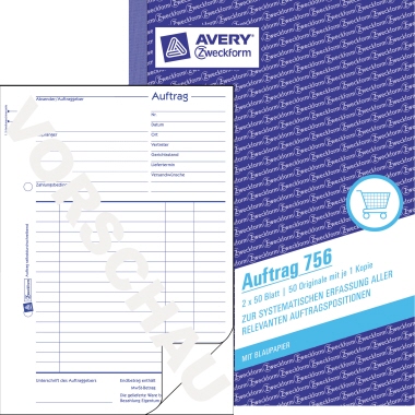 Avery Zweckform Auftragsformular DIN A5 nicht selbstdurchschreibend 1 Durchschlag 2 x 50 Bl.