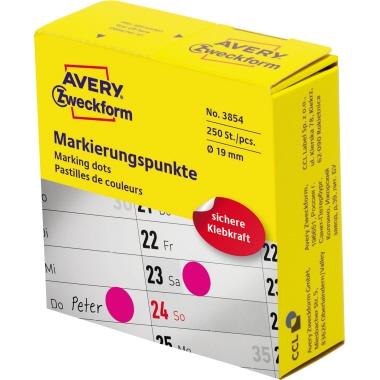 Avery Zweckform Markierungspunkt 19mm Papier magenta 250 Etik./Rl.