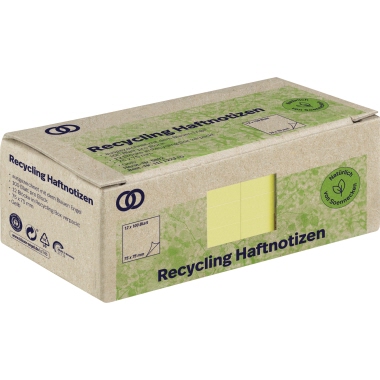 Soennecken Haftnotiz oeco Recycling 75 x 75 mm (B x H) gelb 100 Bl./Block 12 Block/Pack.