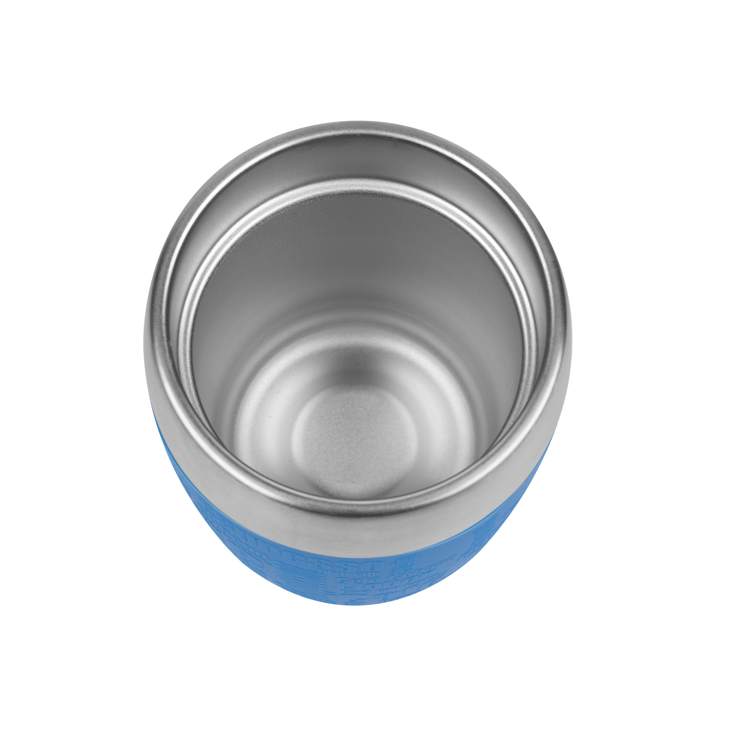 Emsa Isolierbecher TRAVEL CUP, Inhalt 0,2 Liter, Edelstahl 18/10 mit wasserblauer Manschette, mit Dreh-Trinkverschluss.