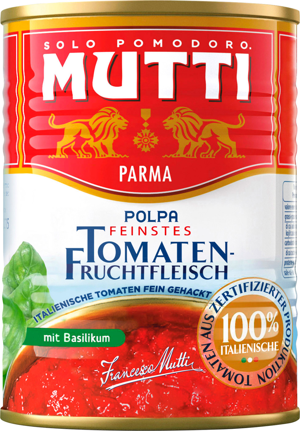 Mutti Polpa mit Basilikum Tomatenfruchtfleisch Dose 400G