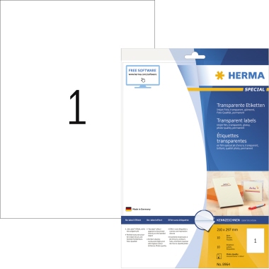 HERMA Folienetikett SPECIAL 210 x 297 mm (B x H) transparent 10 Etik./Pack.