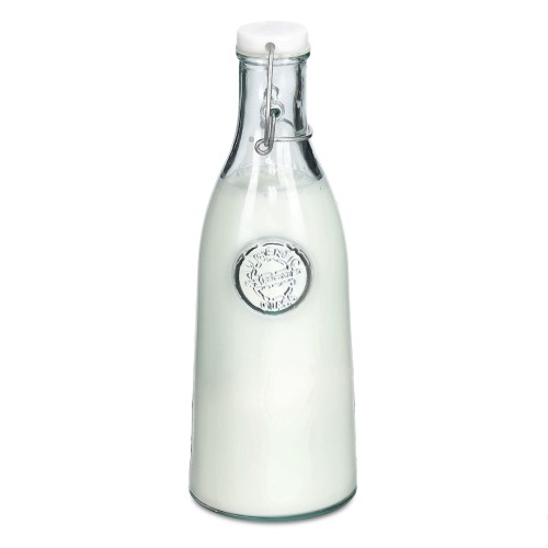 Glasflasche "Recycled" m. Bügelverschluss, 990 ml / Maße: Ø 10x28 cm