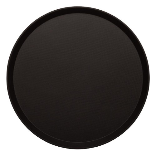 Cambro Treadlite rundes rutschfestes Fiberglas Tablett schwarz 40,5cm. Stabile Fiberglas- und Polyesterkonstruktion