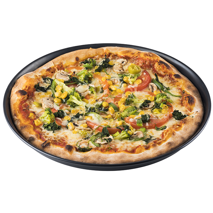 Pizzablech Ø 18 cm, H: 2,5 cm Blaublech, nicht beschichtet Boden: Ø 16 cm Materialstärke ca. 1 mm hitzebeständig bis 360°C