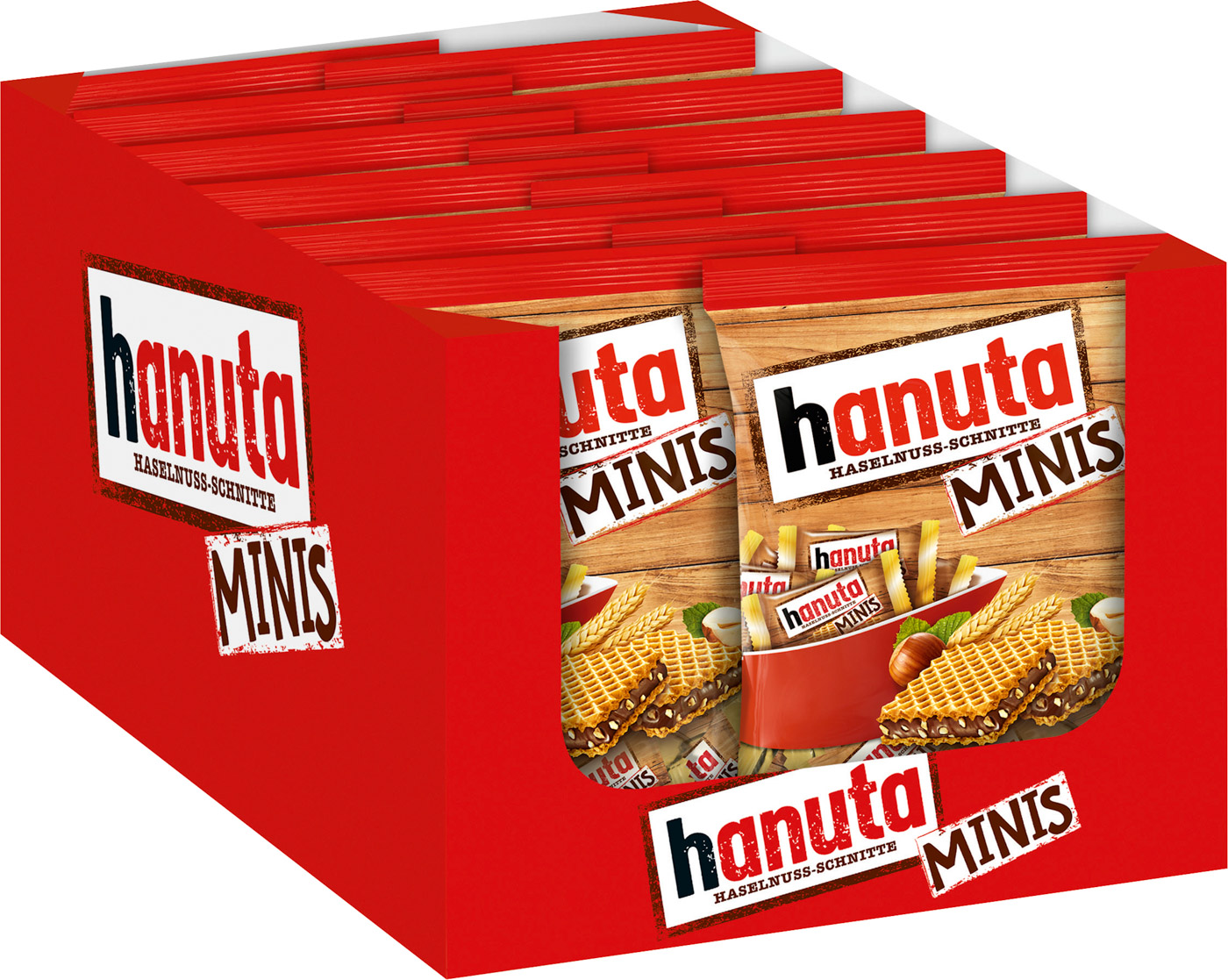 Ferrero Hanuta Schokolade Haselnuss Mini Inhalt: 200g, 18 Stück je Beutel.