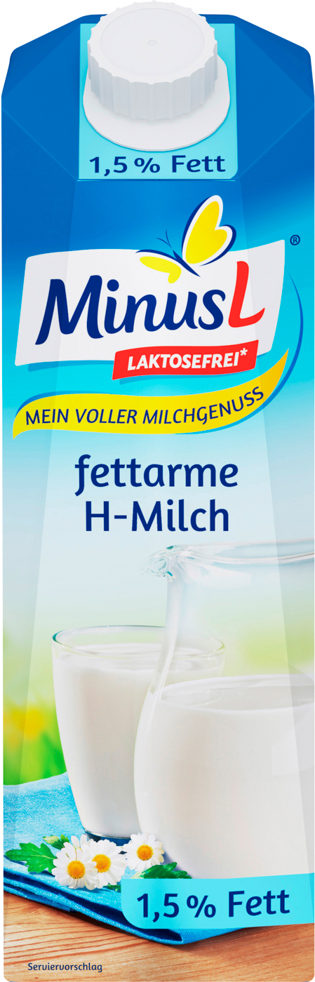 Minus L Fettarme H-Milch 1,5% laktosefrei 1L.