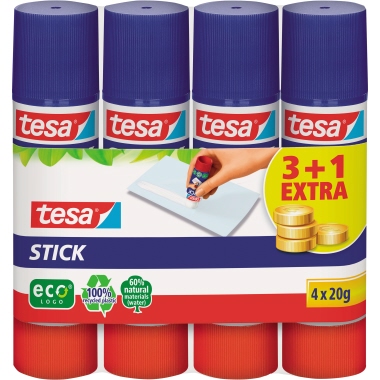 tesa® Klebestift Stick ecoLogo® nicht nachfüllbar 4 x 20g 4 St./Pack.