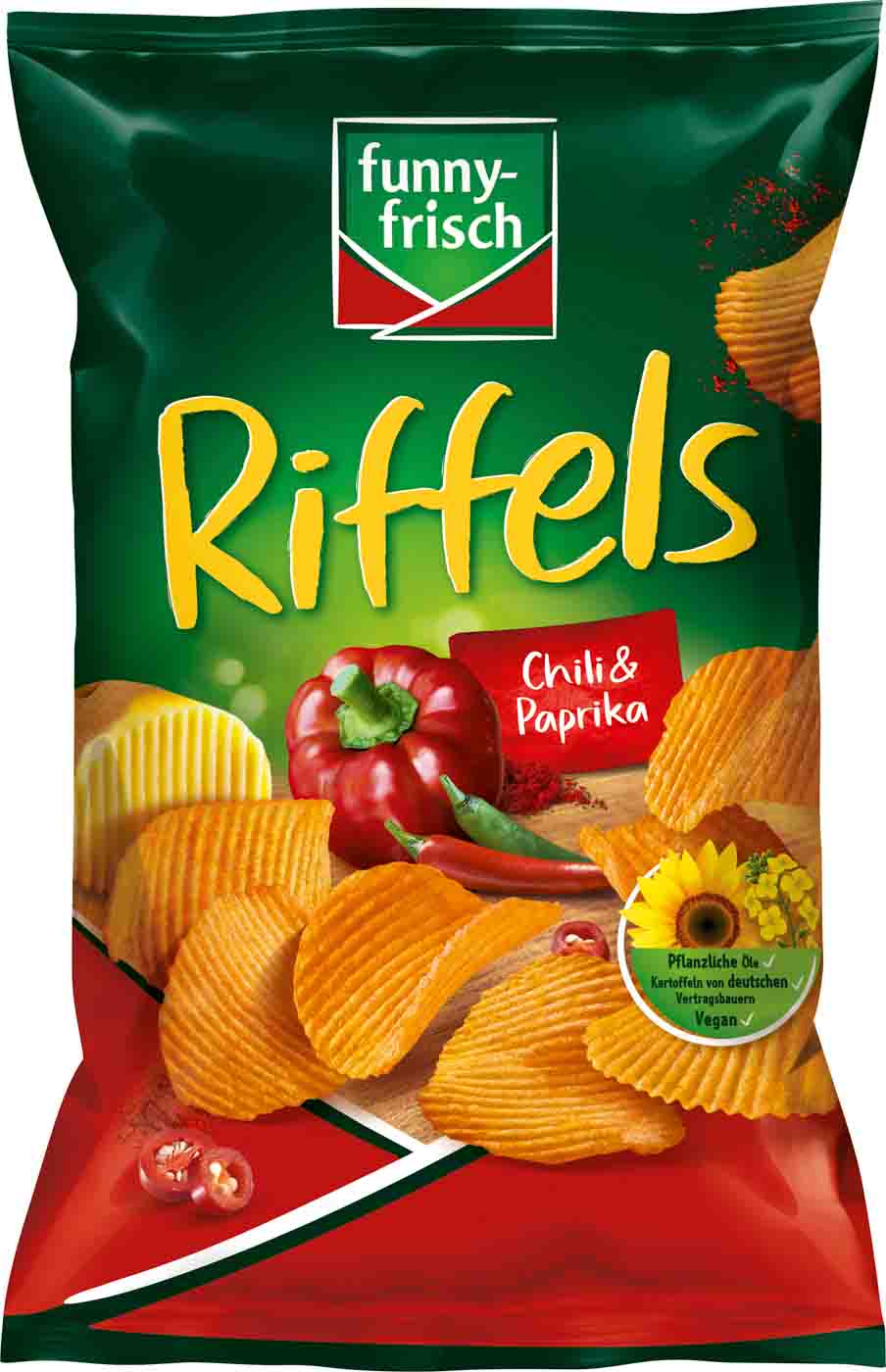 Funny-Frisch Riffels Chips Chili & Paprika 150G