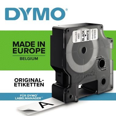 DYMO® Schriftbandkassette D1 19 mm x 7 m (B x L) weiß schwarz 10 St./Pack.