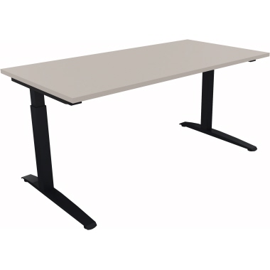 Schreibtisch all in one 1.600 x 650-850 x 800 mm (B x H x T) Holz lichtgrau, Maße: 1.600 x 650-850 x 800 mm (B x H x