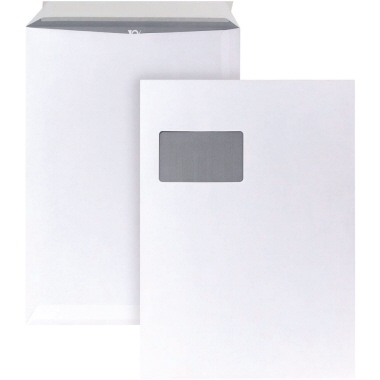BONG Versandtasche DIN C4 mit Fenster 120g/m² mit Haftklebung Papier weiß 10 St./Pack., DIN C4, mit Fenster, Grammatur:
