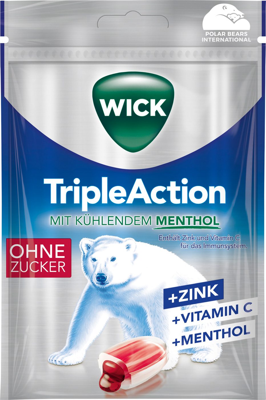 Wick Triple Action ohne Zucker Hustenbonbons 72G