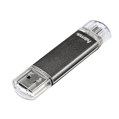 Hama USB Stick Laeta Twin USB 2.0 16Gbyte grau