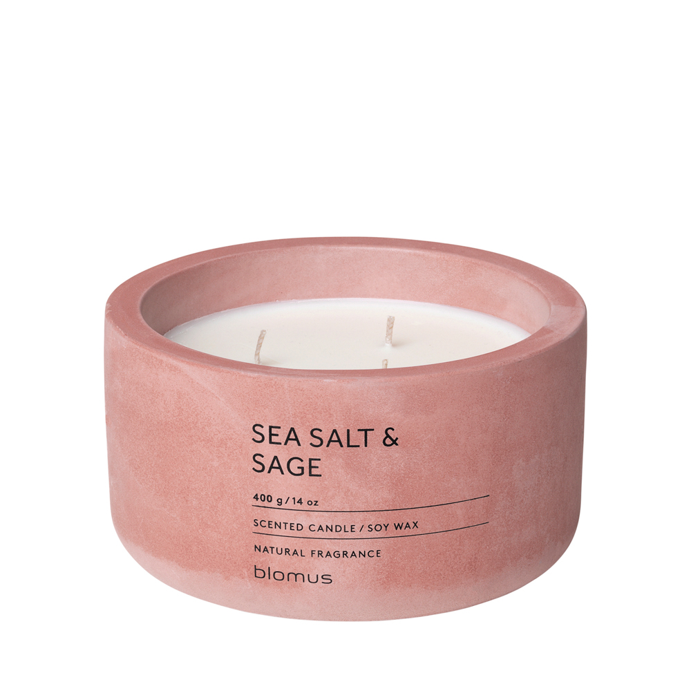 Duftkerze -FRAGA- Wtihered Rose, Duft: Sea Salt & Sage, Ø 13 cm. Material: Beton. Von Blomus.