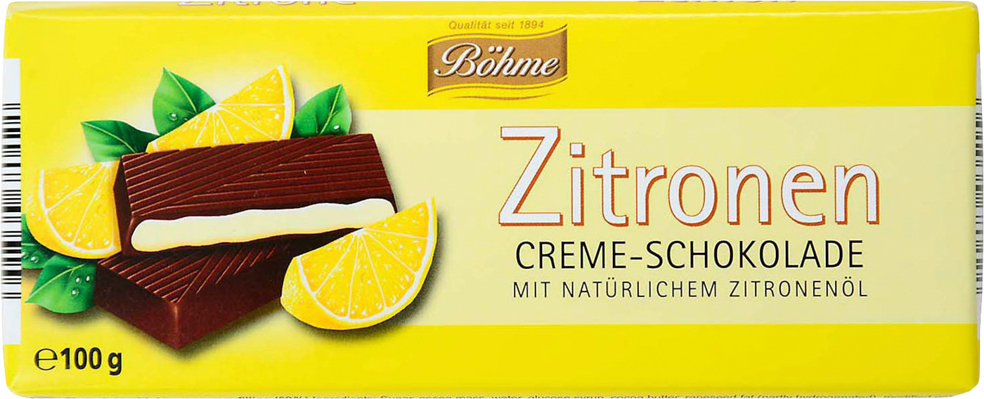 Böhme Zitrone Creme Tafelschokolade 100G