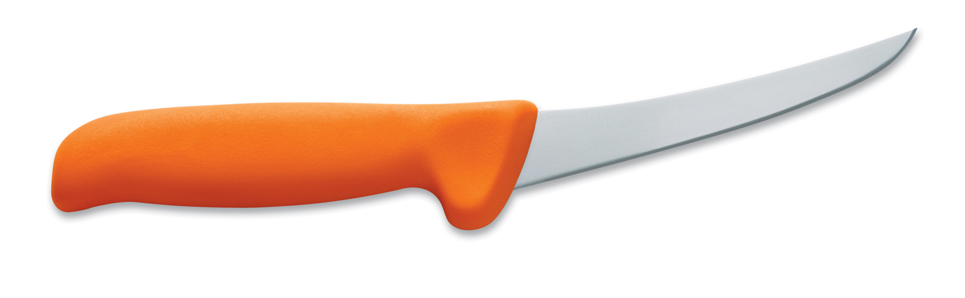 Dick Ausbeinmesser 13 cm, steif mit geschweifter Klinge, oranger Griff, Serie "Mastergrip"