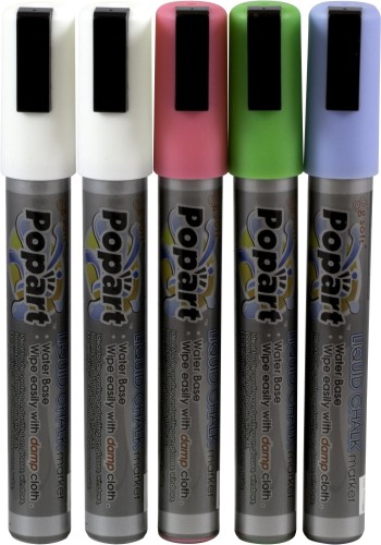 HENDI Kreidemarker - 1x pink, 1xgrün, 1xblau und 2x weiße Stifte -