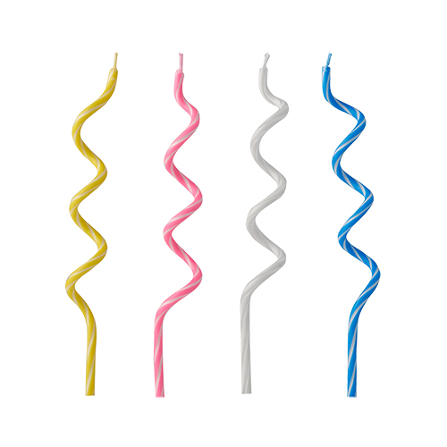 12 Geburtstagskerzen 12,5 cm farbig sortiert "Spirale" von PAPSTAR