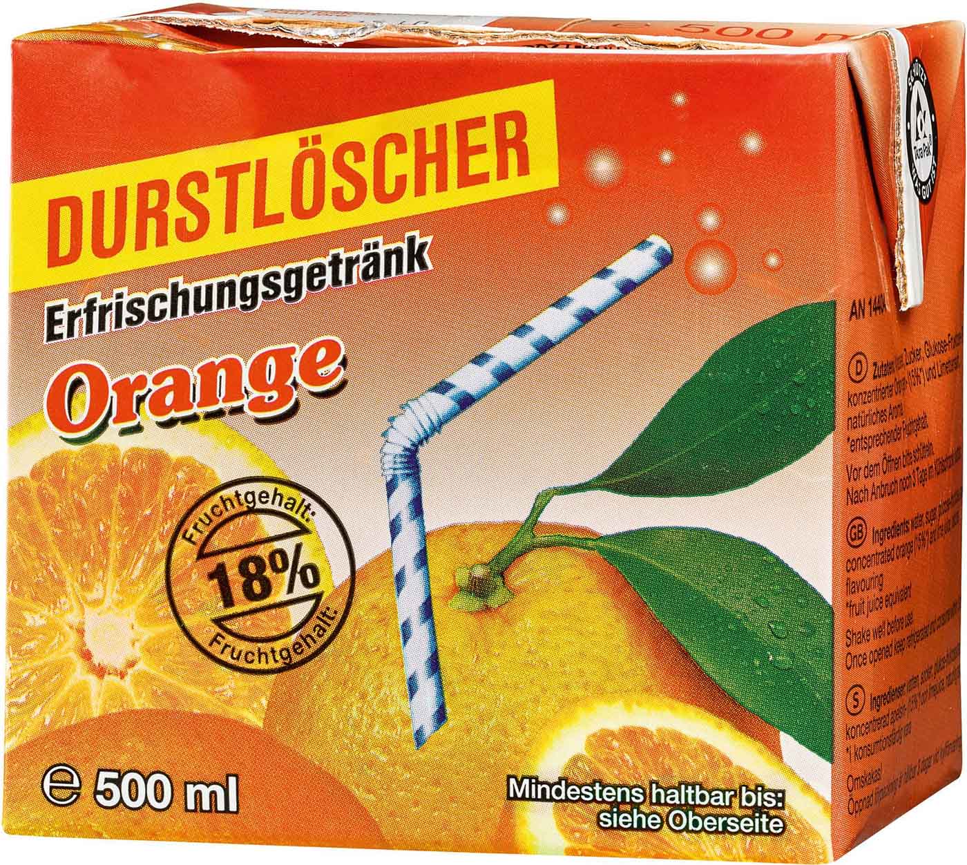 Durstlöscher Erfrischungsgetränk Orange 0,5L Tetrapack