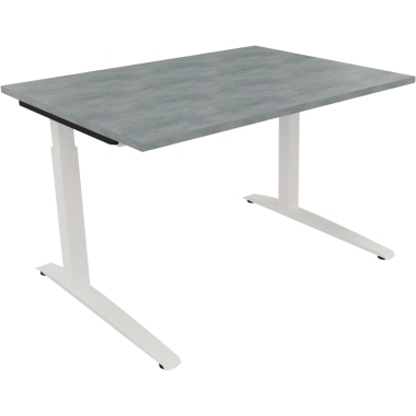 Schreibtisch all in one 1.200 x 650-850 x 900 mm (B x H x T) Holz beton hell, Maße: 1.200 x 650-850 x 900 mm (B x H x