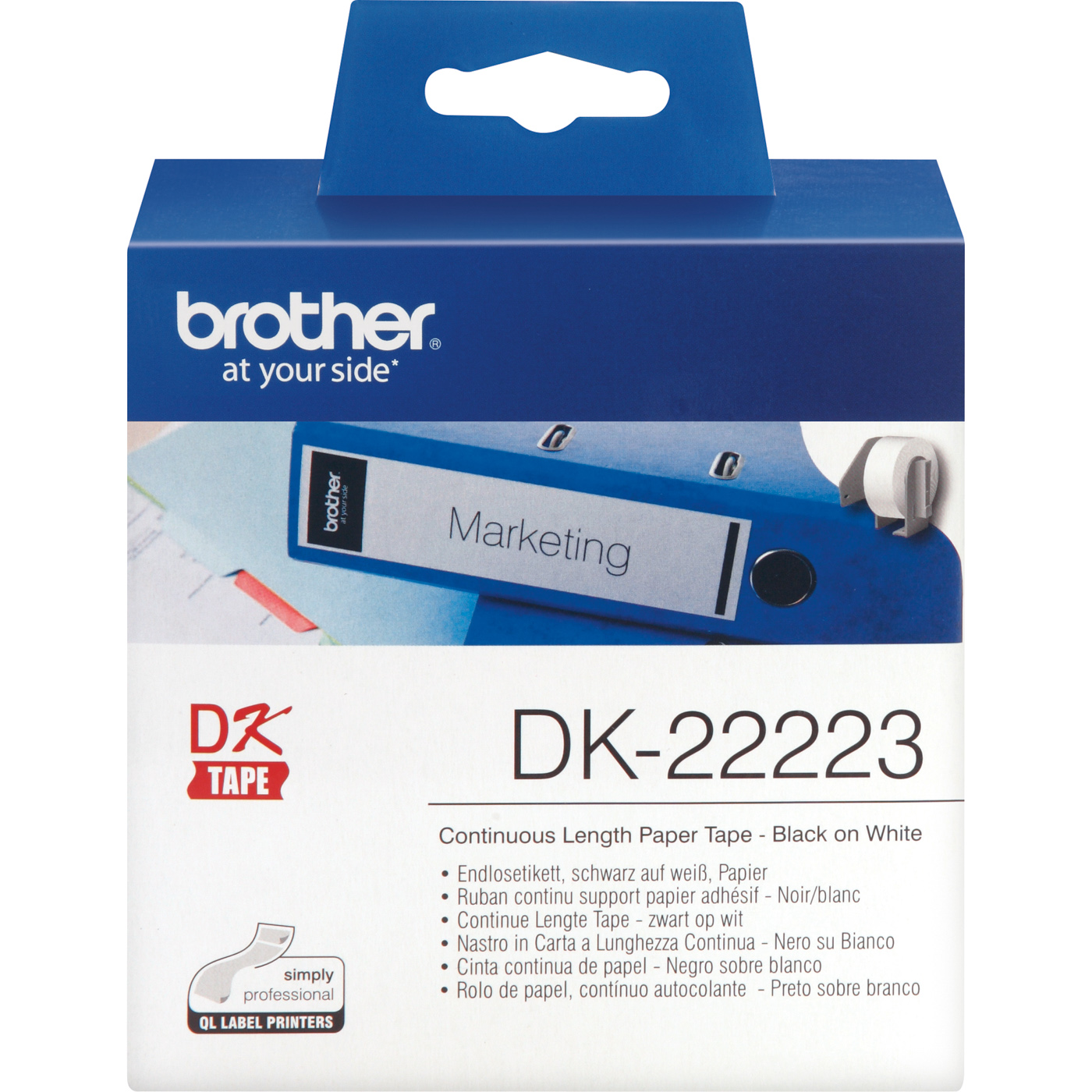 Brother Endlosetikett 5 cm x 30,5 m (B x L) ohne Führungslochrand Papier weiß, Verwendung für Gerätetyp: Brother
