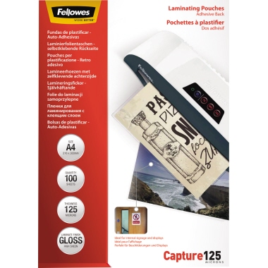 Fellowes® Laminierfolie Capture 125 218 x 306 mm (B x H) DIN A4 125µm glänzend 100 St./Pack.