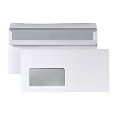Briefumschlag DIN lang mit Fenster 75g/m mit Selbstklebung Papier weiß 1.000 St./Pack.