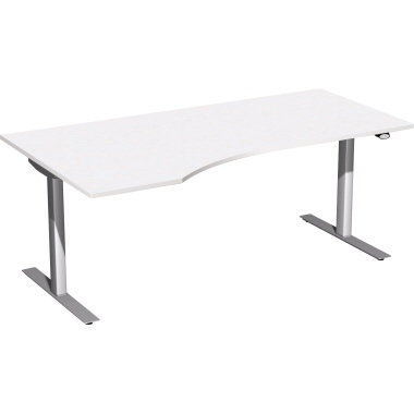 Geramöbel Schreibtisch Elektro Flex 180 x 65-125 x 80/100 cm (B x H x T) Dreischicht-Feinspan, melaminharzbeschichtet weiß