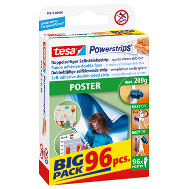 tesa® Klebepad Powerstrips® Poster 14,5 x 42 mm (B x L) Klebemasse lösungsmittelfrei weiß 96 St./Pack.