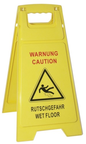 Warnaufsteller Rutschgefahr mit Warnschild Warnung vor Rutschgefahr, zweisprachig deutsch und englisch, gemäß ASR A