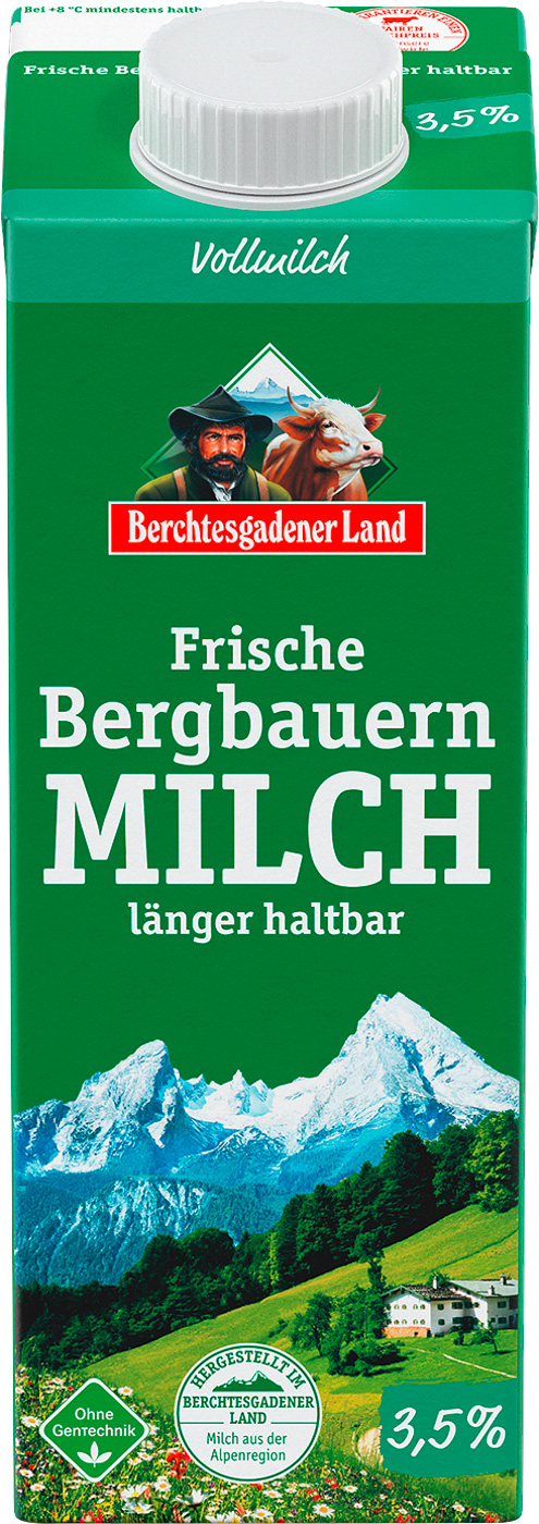 Berchtesgadener Land 3,5% Bergbauern Milch 1L Jetzt länger haltbar