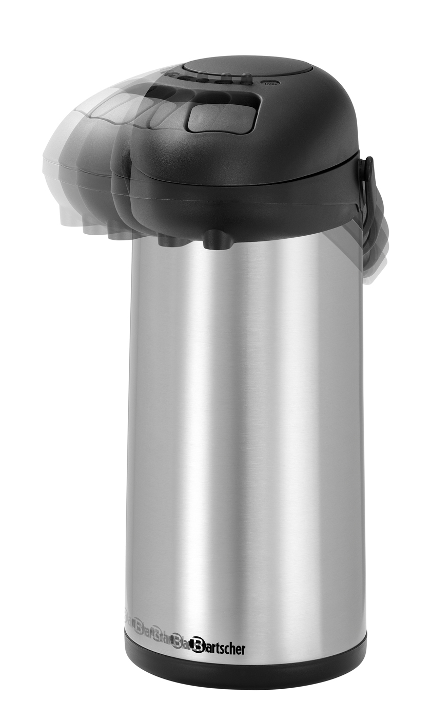 Bartscher Isolierpumpkanne 5L | Ausgelegt für:Heiße Getränke ,Kaffeemaschinen, lichte Höhe min.370 mm | Maße: 18,1 x 24,5 x 42,8 cm.