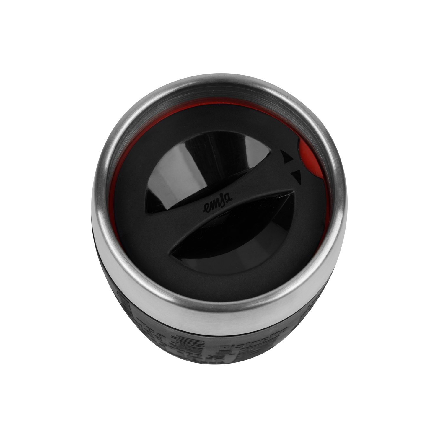 Emsa Isolierbecher TRAVEL CUP, Inhalt 0,2 Liter, Edelstahl 18/10 mit schwarzer Manschette, mit Dreh-Trinkverschluss.