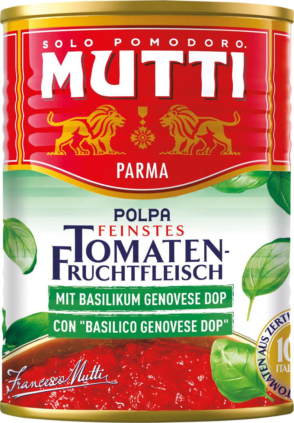 Mutti Polpa mit Basilikum Tomatenfruchtfleisch Dose 400G