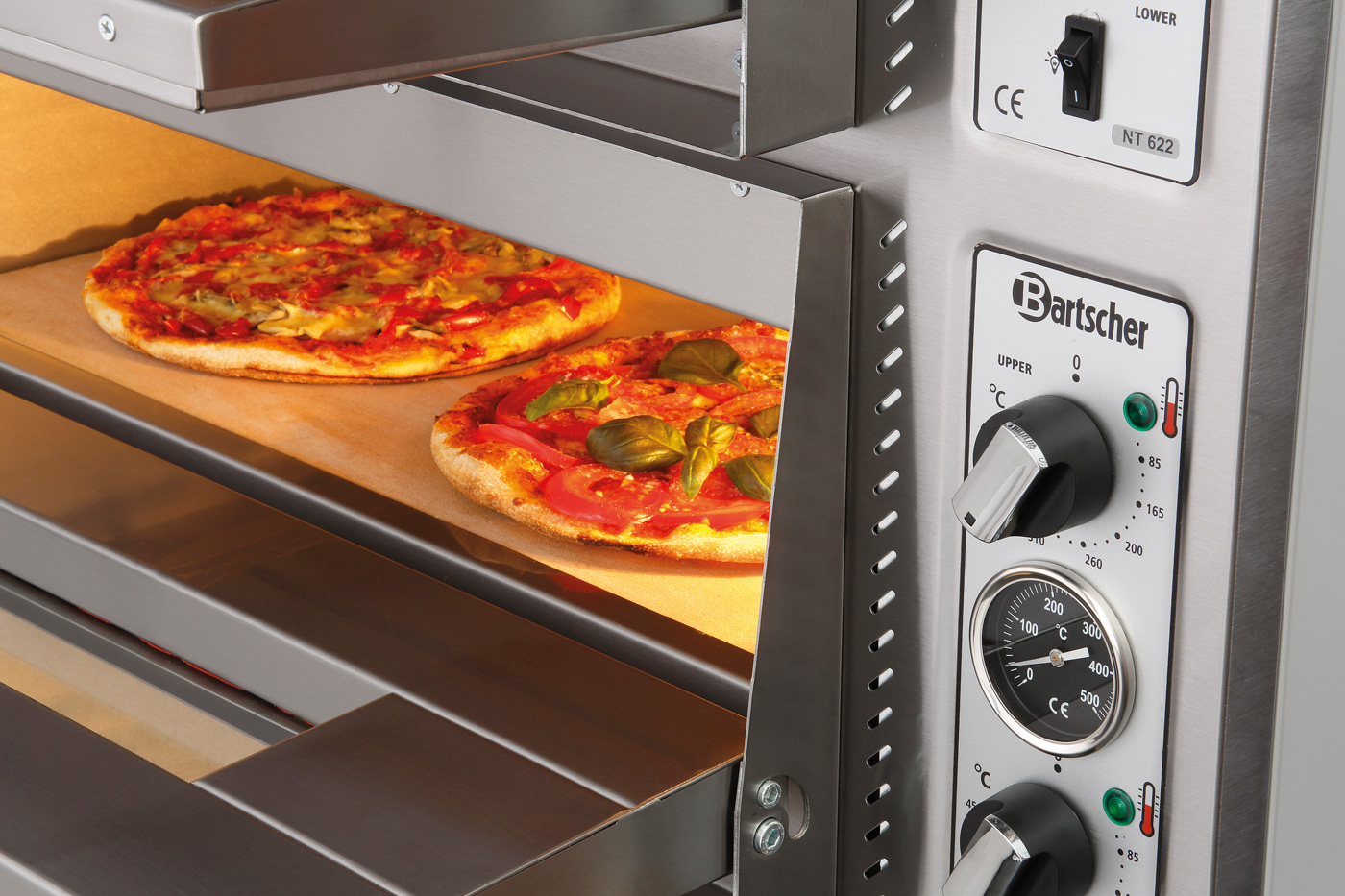 Bartscher Pizzaofen NT 622 | Spannung: 400 V |Maße: 88,5 x 79 x 71,0 cm. Gewicht: 102,8 kg