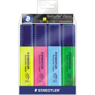 STAEDTLER® Textmarker Textsurfer® classic 364 1-5mm gelb, blau, grün, pink 4 St./Pack.