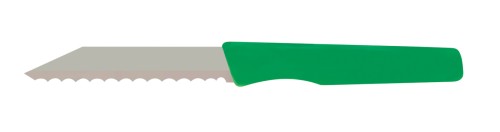 Brötchenmesser mit Wellenschliff, Griff Kunststoff grün, Gesamtlänge ca. 18,5 cm,, Bandstahl / hoop steel