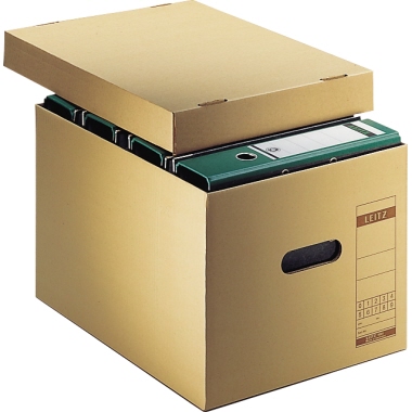 Leitz Archivbox Premium 34 x 27,5 x 45,5 cm (B x H x T) DIN A4 mit Archivdruck Wellpappe recycelt/Natronpapier, kaschiert naturbraun