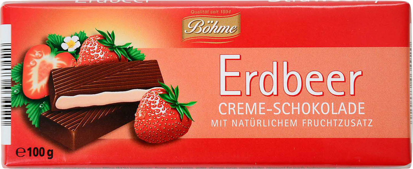 Böhme Erdbeer Creme Tafelschokolade 100G