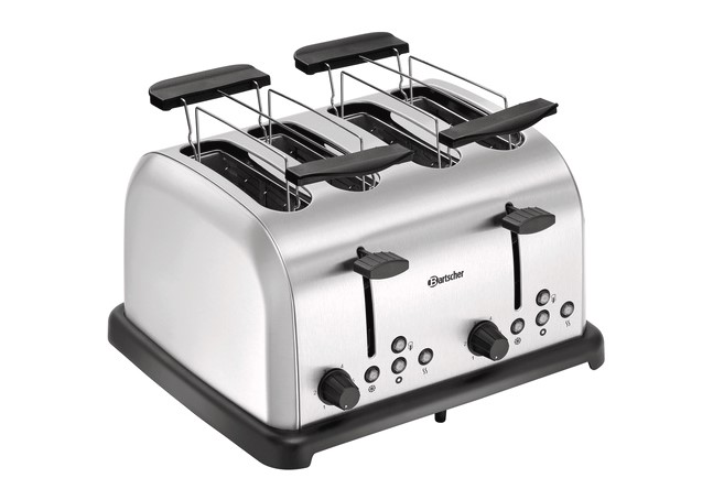 Bartscher Toaster TBRB40 | Kontrollleuchte:Auftauen ,Aufwärmen ,Bagel toasten ,Toasten |Maße: 32,5 x 28 x 17,0 cm.