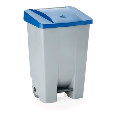 Tretabfallbehälter, mit 2 Rollen. Material: Polyethylen. Inhalt in Litern: 80. Farbe: blau.