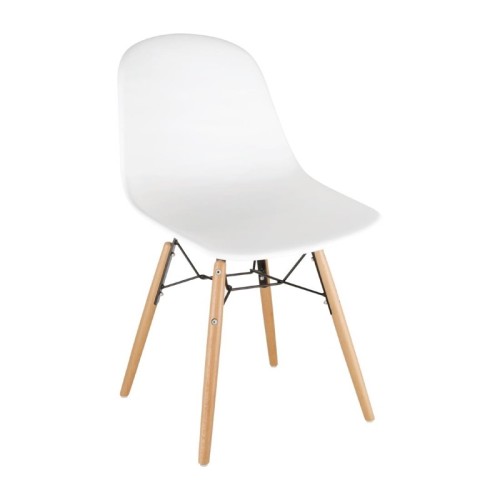 2 Stück Bolero Spindelbeiniger Polypropylen Stuhl weiß (2er-Pack). Nur für den Innengebrauch geeignet. Stahlgestell,