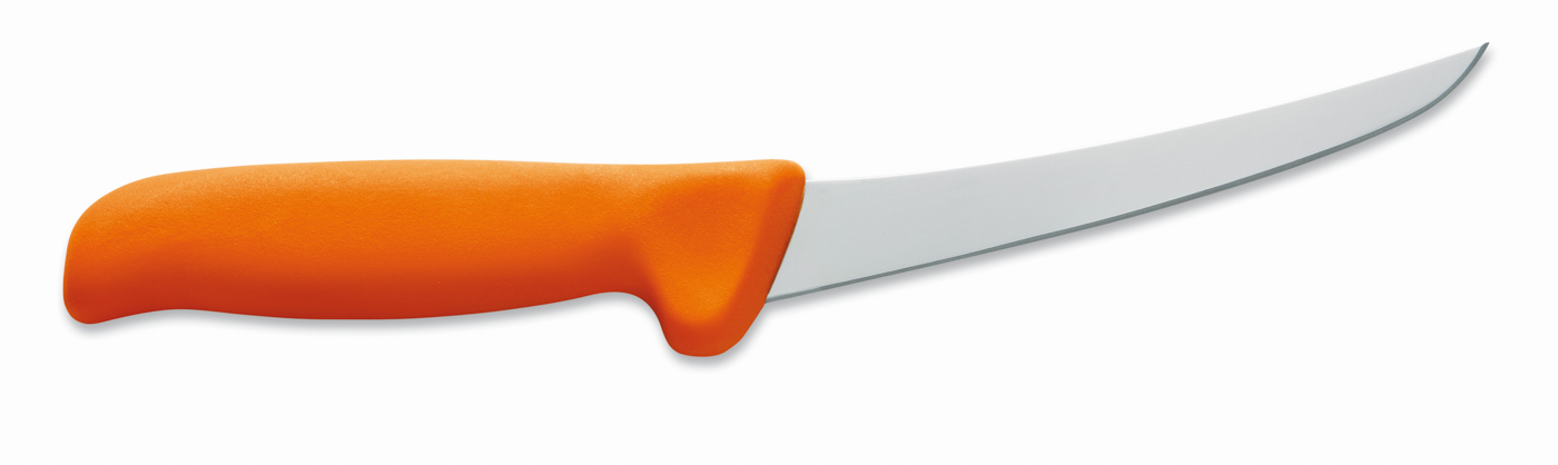 Dick Ausbeinmesser 15 cm, flexibel mit geschweifter Klinge, oranger Griff, Serie "Mastergrip"