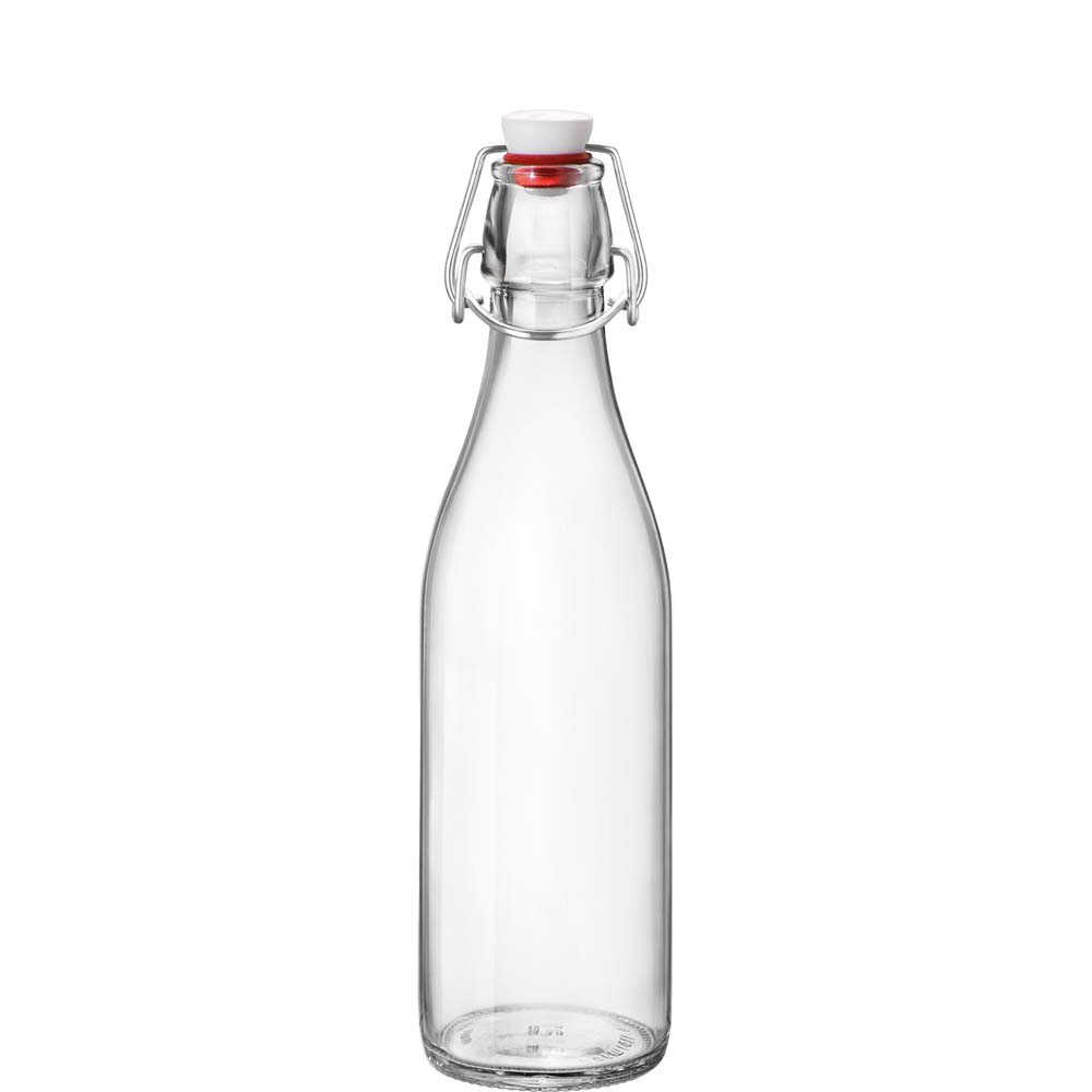 Bormioli Rocco Giara Bügelflasche 50cl, Kunststoffdeckel (BPA frei), Zink-Draht Bügel, Glas